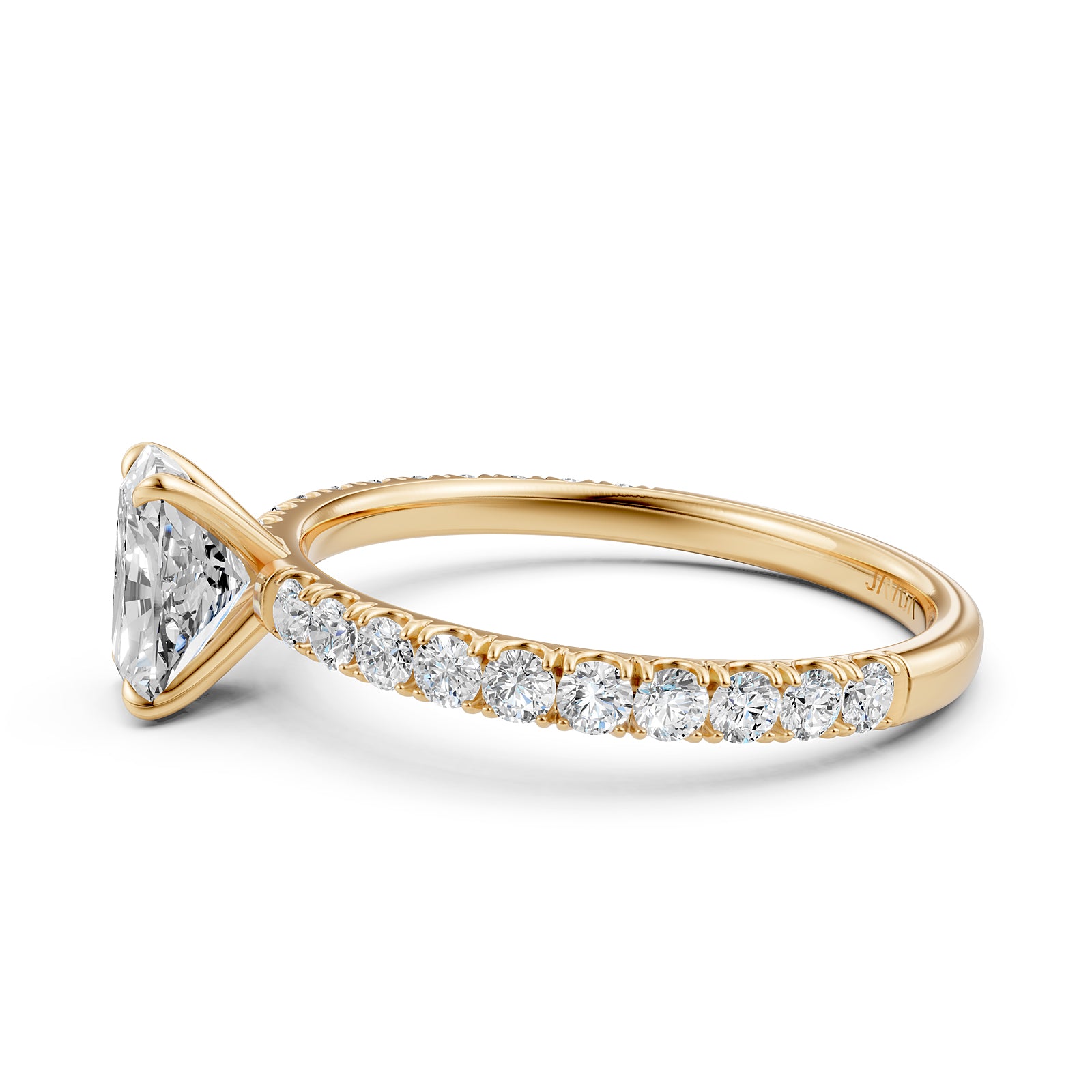 Cushion Lab Grown Diamond Engagement U Cut Prong Setting Ring